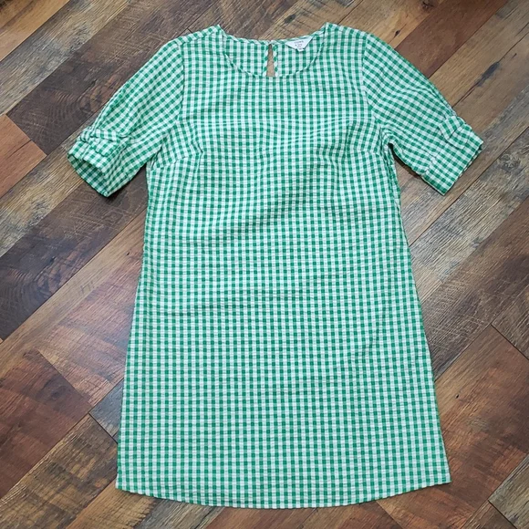 crown & ivy | Dresses | Nwot Crown Ivy Green And White Gingham Shortsleeve  Shift Dress Size Small | Poshmark